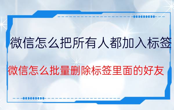 微信怎么把所有人都加入标签 微信怎么批量删除标签里面的好友？